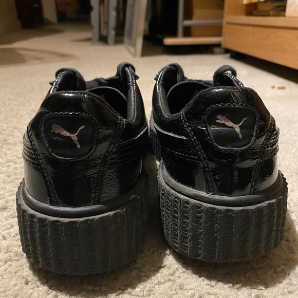 Fenty Puma Black Patent Cracked Leather Creepers - Picture 4 of 7